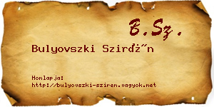 Bulyovszki Szirén névjegykártya